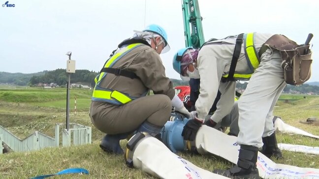 豪雨による河川や貯水池の氾濫に備え　北上川流域で排水ポンプ車訓練　岩手・一関市|TBS NEWS DIG