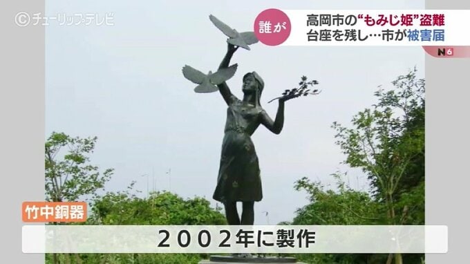 重機を使って外したか…固定用の4本のボルトも抜かれ　重さ300キロのブロンズ像盗まれる　富山・高岡市|TBS NEWS DIG