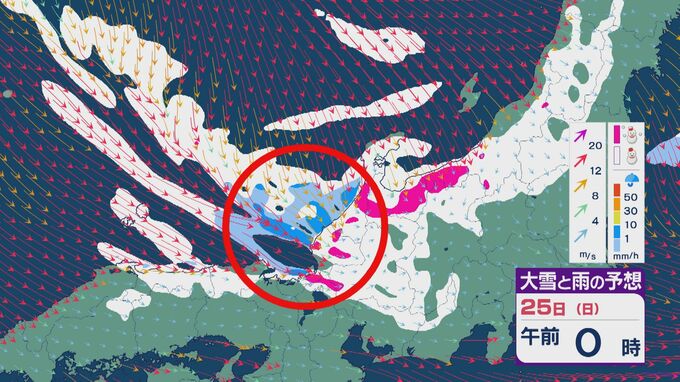 【大雪情報】25日(日)にかけて冬型気圧配置がまた強まる見込み 上空の寒気も強い状態続く 発達した雪雲が北陸に達し週末は警報級の大雪のおそれ 雪と風シミュレーション|TBS NEWS DIG