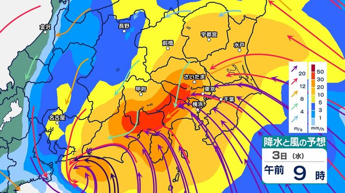 【台風情報】台風6号 3日に関東接近おそれ 最大瞬間風速35m【首都圏の雨・風シミュレーション2日～3日】気象庁の進路予想　東京・神奈川・埼玉・千葉（2日午前9時）|TBS NEWS DIG