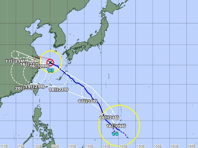 【台風情報 15日午後11時更新】台風14号「プラサン」ゆっくりした速さで北へ　18日には沖縄接近のおそれ　マリアナ諸島の熱帯低気圧が発達|TBS NEWS DIG