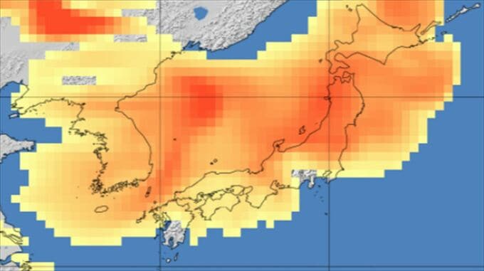 【黄砂情報】　21日午後には関東にも飛来か　濃度が濃い赤みがかった部分も本州に　気象庁の「黄砂情報」シミュレーション　|　山梨のニュース | ＵＴＹテレビ山梨