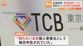 取材に対し「知らないまま申告されていた」&nbsp;TCB東京中央美容外科の運営法人に約9億円の追徴課税　複数の院長を承諾なしに個人事業主として税務申告か|TBS NEWS DIG