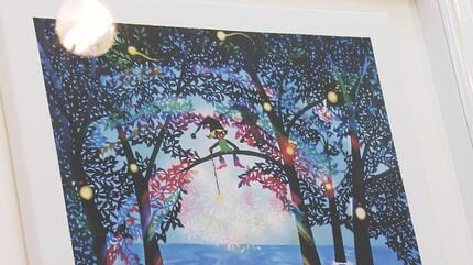 藤城清治「ねずみの海賊船」版画 童話世界 額装 装飾画 インテリア