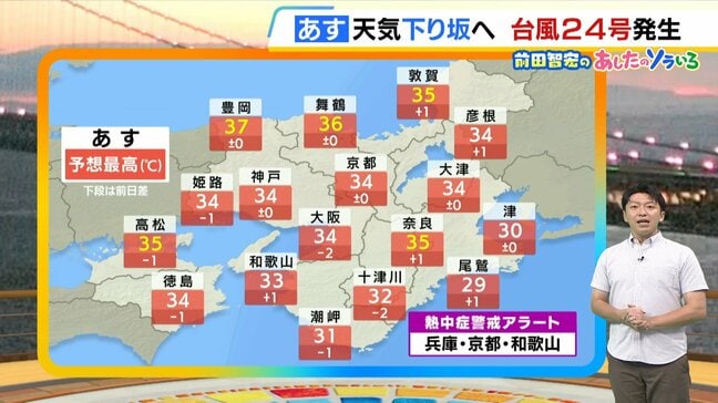 【近畿の天気】2日（水）は天気が下り坂へ　午後はあちらこちらで傘の出番に　昼間は引き続き厳しい残暑|TBS NEWS DIG
