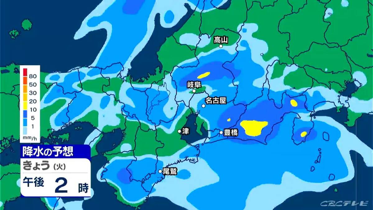 東海地方は午後も広く雨 いつどこで降る？最新の雨シミュレーション 愛知･名古屋･岐阜･三重の天気予報（3/31 昼）