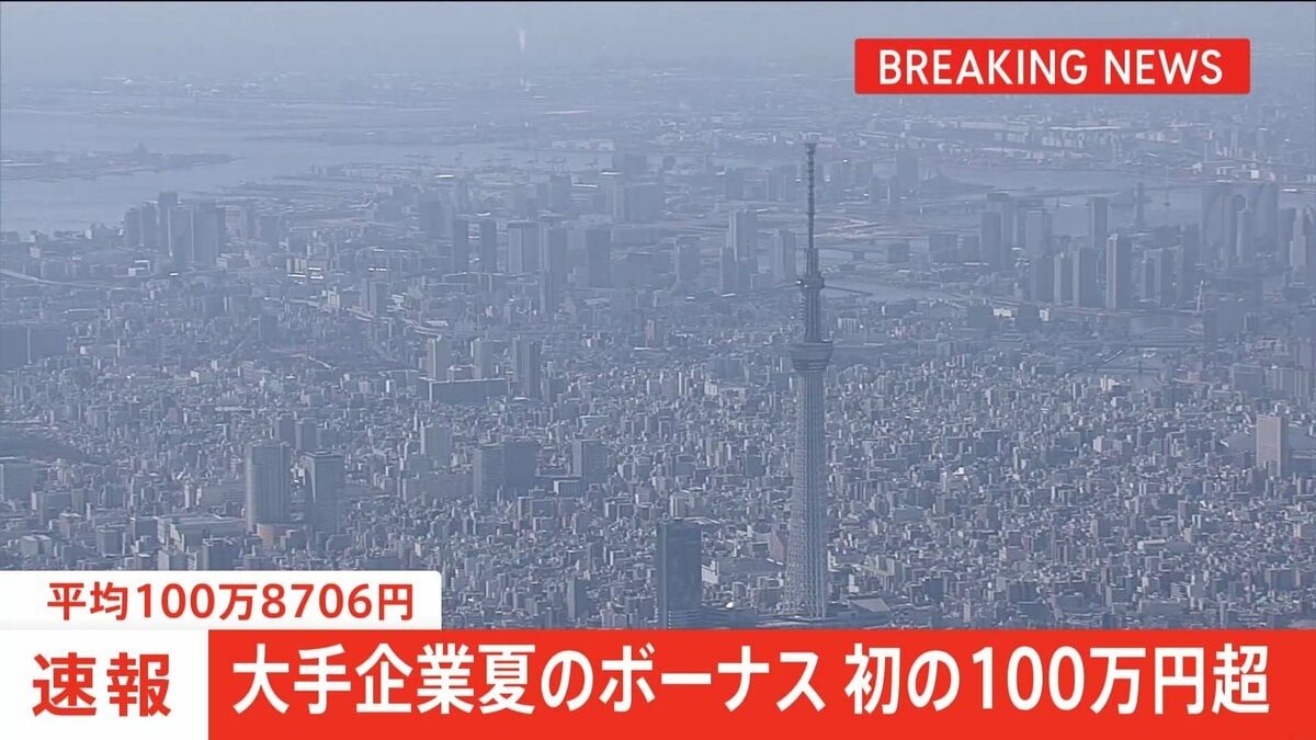 【速報】大手企業夏のボーナス額 平均100万8706円 初の100万円超 高水準の賃上げが反映 経団連集計 | TBS CROSS DIG with Bloomberg