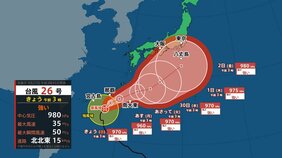 台風26号は強い勢力で沖縄に接近 台風離れた所でも秋雨前線で大雨に 九州で線状降水帯発生のおそれ|TBS NEWS DIG