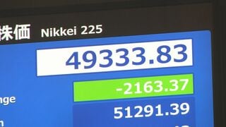 【速報】日経平均株価 一時5万円割り込む　一時2100円超安　米テック企業が株安で　ソフトバンクGやアドバンテストが大幅下落| TBS CROSS DIG with Bloomberg
