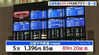 日経平均30日午前は5万1396円 米FRB政策金利0.25%引き下げ受け、89円の小幅な値上がり| TBS CROSS DIG with Bloomberg