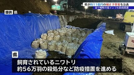 鳥インフルエンザの防疫措置にかかる補正予算約11億円 26日の県議会で