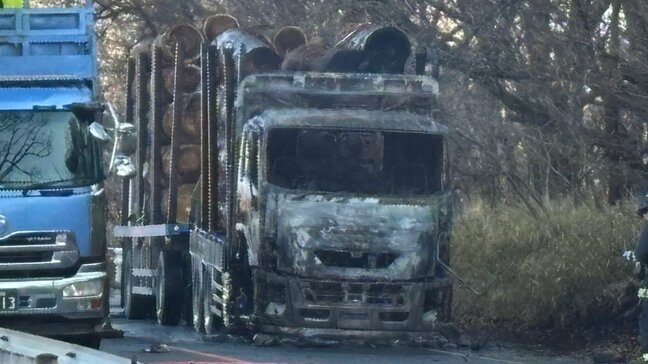 【渋滞解消】熊本県南小国町 国道212号　木材を積んだ大型トラックが焼ける 冬季通行止め道路を開放し渋滞解消へ　＜動画あり＞|TBS NEWS DIG