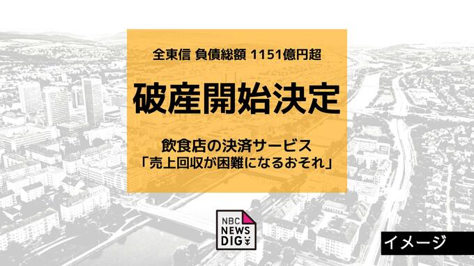 負債総額 1151億円超　クレジットカード早期決済サービス「全東信」破産開始　飲食業界団体が「使用を停止し代替決済手段を」注意喚起|TBS NEWS DIG