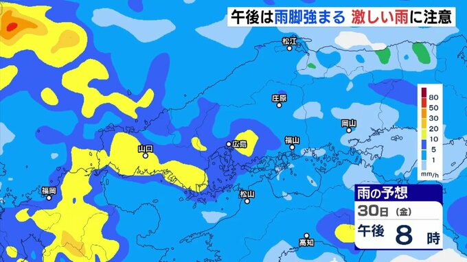 午後は雨脚強まる　30日夕方から1日朝にかけて局地的に激しい雨のおそれ　広島|TBS NEWS DIG