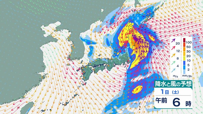 【北日本】1日にかけ…暴風・高波に警戒 大雨による土砂災害にも注意 関東甲信越は多いところで24時間で100mmの降雨予想【雨風シミュレーション】 | 富山のニュース|天気・防災|チューリップテレビ