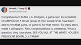 トランプ大統領もドジャースのワールドシリーズ連覇を祝福「おめでとう素晴らしいチャンピオンたち」|TBS NEWS DIG