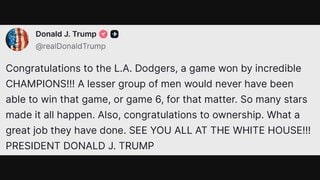 トランプ大統領もドジャースのワールドシリーズ連覇を祝福「おめでとう素晴らしいチャンピオンたち」| TBS CROSS DIG with Bloomberg