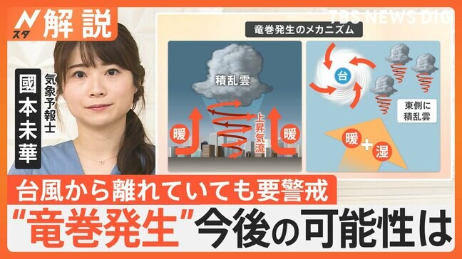 台風で“竜巻発生”の可能性高まる？今後の可能性は　繰り返し激しい雨にも要警戒【Nスタ解説】|TBS NEWS DIG