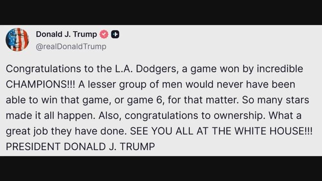 トランプ大統領もドジャースのワールドシリーズ連覇を祝福「おめでとう素晴らしいチャンピオンたち」|TBS NEWS DIG