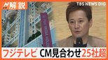 フジテレビCM撤退ドミノ “見合わせ”企業は25社超 「調査委員会」に「透明性に疑問持たれた可能性」指摘も 中居正広さん“女性トラブル”対応めぐり【Nスタ解説】|TBS NEWS DIG