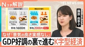 なぜ「景気実感なし」?GDP3期連続プラスの裏ですすむ“K字型経済”と教育費56倍の格差【Nスタ解説】|TBS NEWS DIG