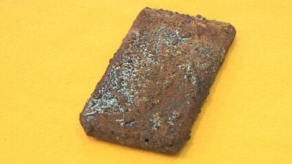 数十年前に手に入れた石です。 スマホの化石みつけた！・・・「2000年後の未来人」 が「41世紀の化石