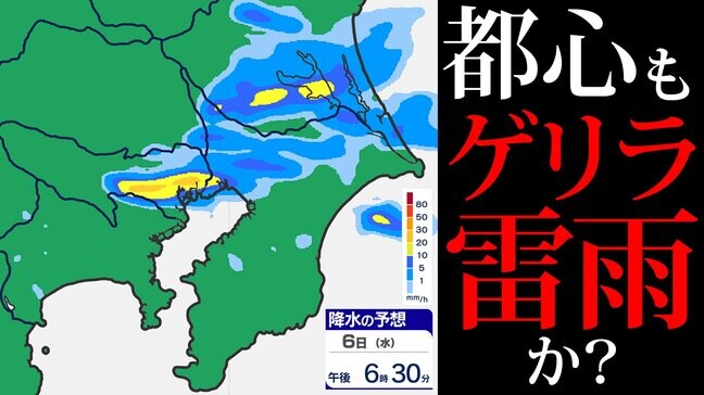 【東京首都圏 ゲリラ雷雨に注意】非常に激しい雨のおそれ 雷の確率も高い【雨と発雷確率シミュレーション】気象庁発表を詳しく 東京・神奈川・埼玉・千葉・群馬・栃木・茨城「大雨に関する気象情報 」|TBS NEWS DIG