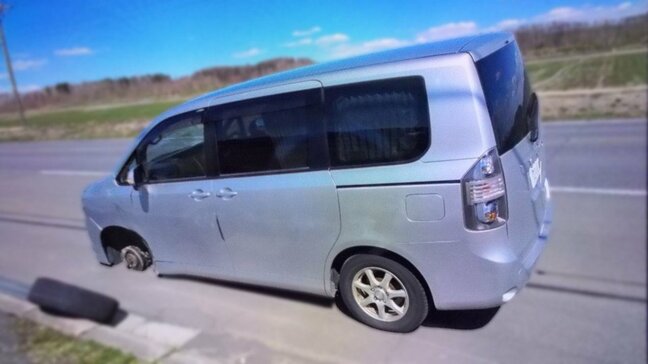 「カラカラと音がして外れた」１か月ほど前から借りていたレンタカーの左前輪が脱落、タイヤはスタッドレス…巻き込まれた人や車なし　北海道士別市|TBS NEWS DIG