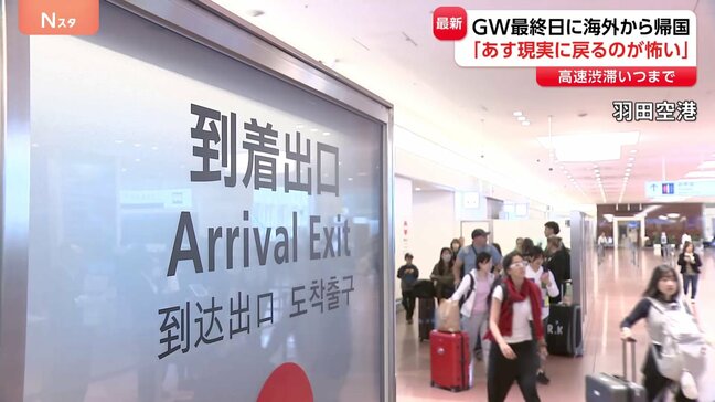 ゴールデンウイーク最終日のUターンラッシュ 空の便や鉄道では混雑ピーク 「楽しかった」「あすから現実に戻るのが怖い」|TBS NEWS DIG