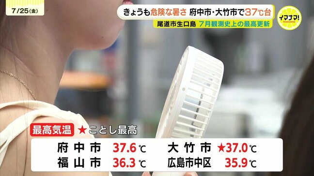 中国地方でも酷暑　府中市・大竹市で最高気温37℃台を観測　生口島では“7月の観測史上最高”|TBS NEWS DIG