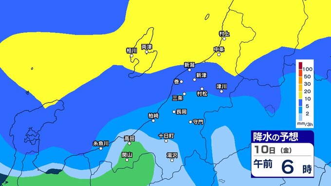 【 新潟の雨 】きょう6日は晴れて気温上昇→あす7日は雨で気温一気に低下？ 10日ごろは雨が強まる時間帯も…【6日(月)～11日(土)午後3時の雨シミュレーション・6日正午更新】|TBS NEWS DIG