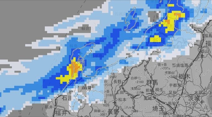 【大雨情報】新潟県と石川県は7日夜のはじめ頃～８日明け方にかけて線状降水帯発生の可能性　7日8日に1時間に予想される降水量　新潟50ミリ富山30ミリ石川40ミリ福井20ミリ【雨風シミュレーション】　|　富山のニュース｜天気・防災｜チューリップテレビ