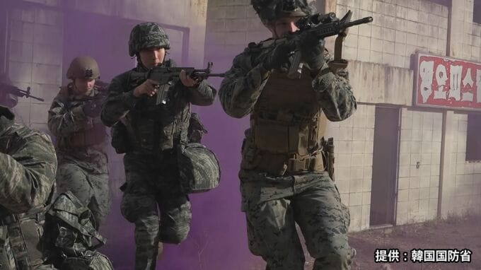 米韓海兵隊、兵士400人参加の今年初の合同訓練　水陸両用上陸車両や無人機など投入