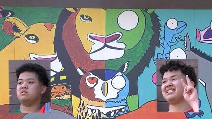 自閉スペクトラム症の17歳の双子アーティスト 大好きな動物園の看板を