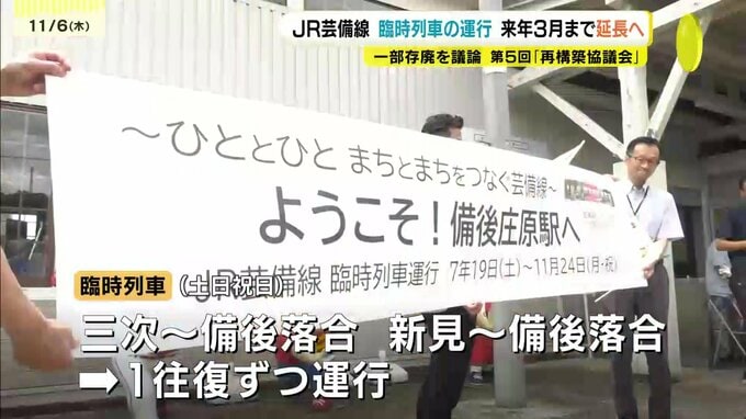 ＪＲ芸備線の臨時列車の運行　来年３月まで延長へ　一部存廃を議論する第５回「再構築協議会」で報告　広島　|　RCC NEWS | 広島ニュース | RCC中国放送