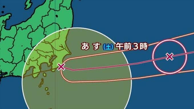 【台風情報】台風15号　関東甲信地方に最も接近　５日夜のはじめ頃にかけ線状降水帯が発生し大雨災害発生の危険度が急激に高まる可能性　【進路予想・雨と風のシミュレーション・発雷確率】　|　山梨のニュース | ＵＴＹテレビ山梨