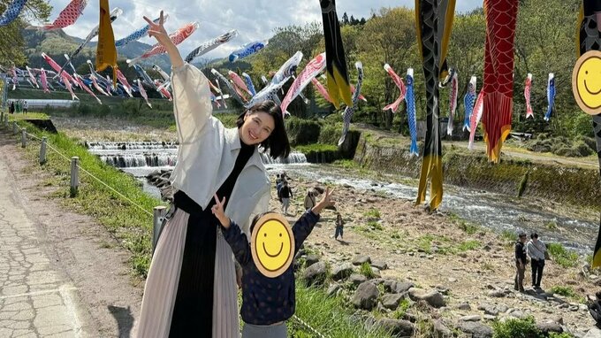 【橋本マナミ】鯉のぼりを堪能　 “GWは子どもファースト” 　ワンオペで子ども２人と山形旅行「成長を感じてうるうる」|TBS NEWS DIG