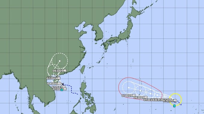 【台風情報】台風9号(バービー)発生　今後は「非常に強い」勢力に　日本へ影響及ぼす可能性も...このあとの勢力と進路を詳しく　あすにはダブル台風になるか　全国の天気を画像で　気象庁　|　山形のニュース│TUYテレビユー山形