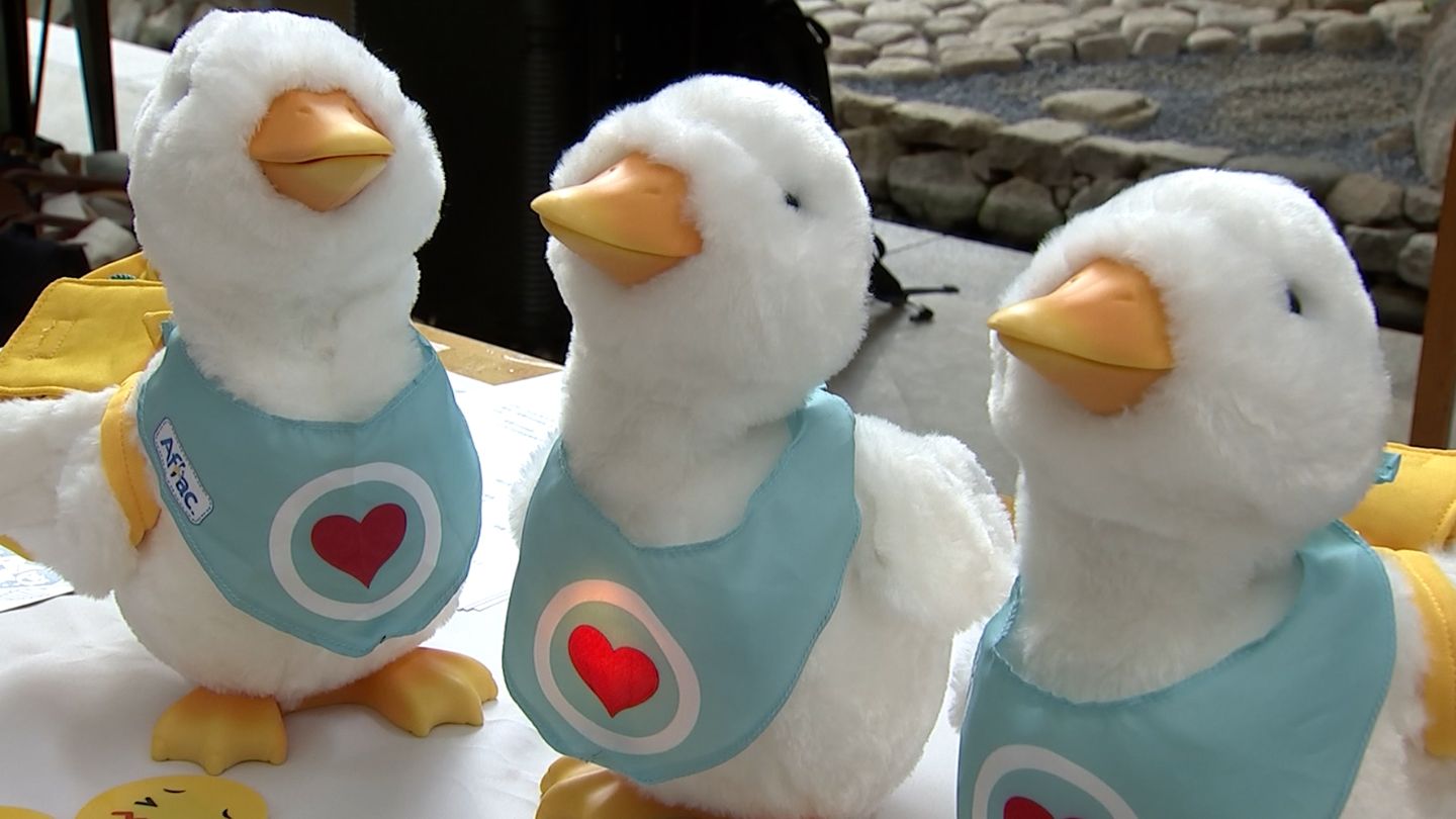 頭をやさしくなでると喜ぶ「アヒル型のロボット」を病院に贈呈「がんと