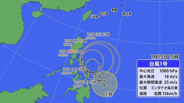 【台風情報】速報　台風1号（ノケーン）が発生 フィリピンの東を北西に向かう進路予想|TBS NEWS DIG