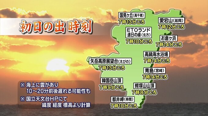 宮崎市は青島で７時１４分ごろ　2024年の宮崎県内「初日の出」時刻　|　MRTニュース ｜ ＭＲＴ宮崎放送