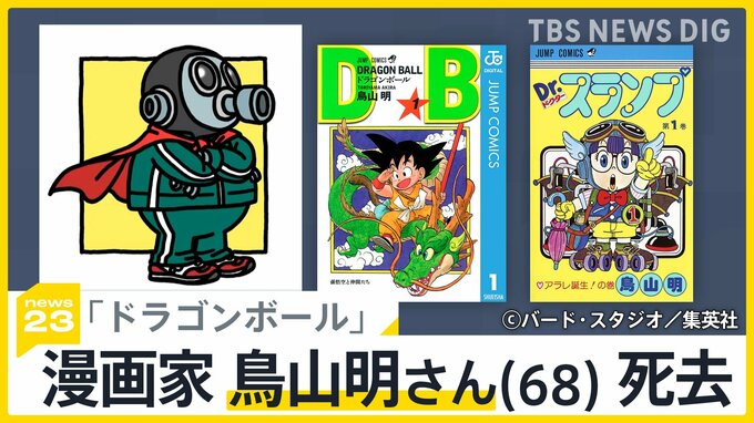 「ドラゴンボール」漫画家鳥山明さん（68）死去　国内外から惜しむ声　悟空役の声優野沢雅子さん「命が尽きるまで悟空のそばにいよう」あなたの鳥山作品の思い出は？【news23】|TBS NEWS DIG