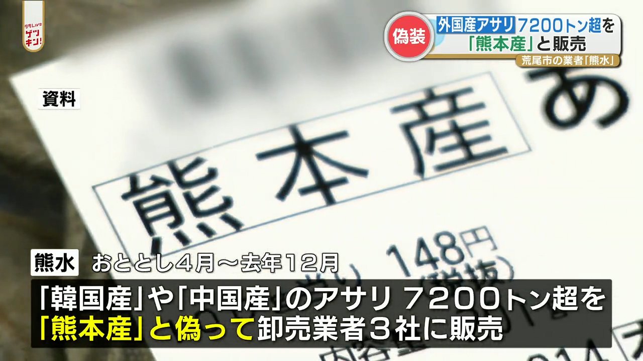 無くならないアサリ産地偽装 『販売先から熊本産を求められたため偽装』外国産アサリを「熊本産」と偽って販売 | TBS NEWS DIG フォト ...