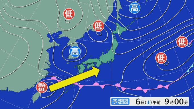 台風6号の進路にそっくり 台湾付近にある“台風のたまご” 日曜～月曜にかけて日本を横断か 警報級大雨のおそれも 雨･風シミュレーション 熱帯低気圧|TBS NEWS DIG