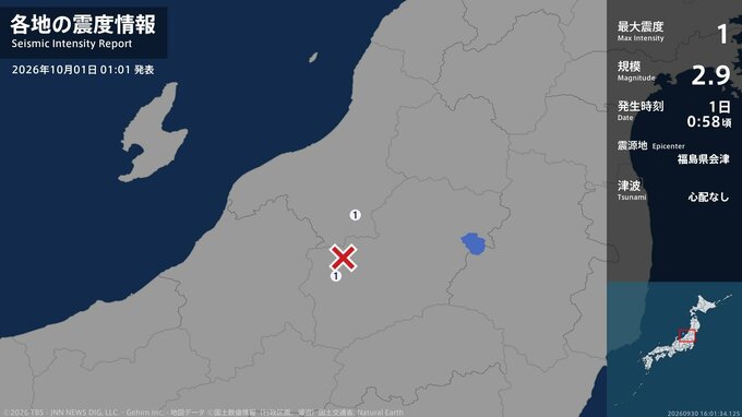 福島県、新潟県で最大震度1の地震　福島県・只見町、新潟県・阿賀町|TBS NEWS DIG