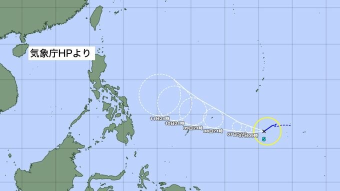 【台風情報】台風5号「ハグピート」　時速15キロで西南西へ　フィリピン東の海上達する予想　中心付近の最大瞬間風速25m【雨と風のシミュレーション】　|　富山のニュース｜天気・防災｜チューリップテレビ