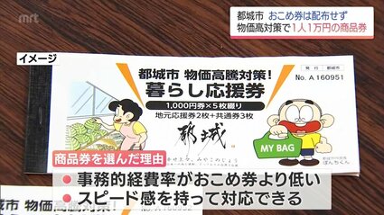 物価高騰対策 都城市は全市民に1人あたり1万円分の商品券を配布へ 国が 