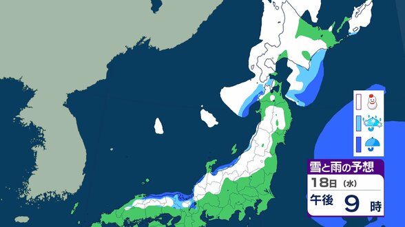 北日本・日本海側　雨や雪の日続く見通し　太平洋側は晴れる日が多い見込み　19～20日にかけて高気圧が本州付近を移動【雪と雨のシミュレーション】　|　富山のニュース｜天気・防災｜チューリップテレビ