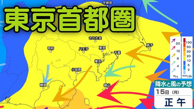 【東京首都圏】今後の天気は？東京・神奈川・千葉・埼玉・茨城3時間ごとの雨風シミュレーション　14日・15日は東日本の太平洋側で警報級の大雨のおそれ【気象庁】|TBS NEWS DIG