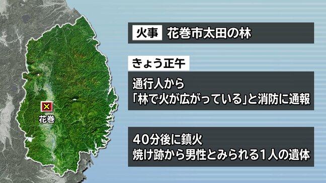 花巻市で林を焼く火事 焼け跡から男性とみられる遺体が見つかる 70歳男性の安否不明 岩手|TBS NEWS DIG